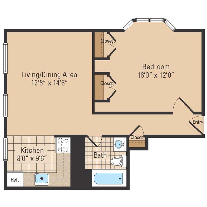 The Brantwood II One Bedroom Floor Plan