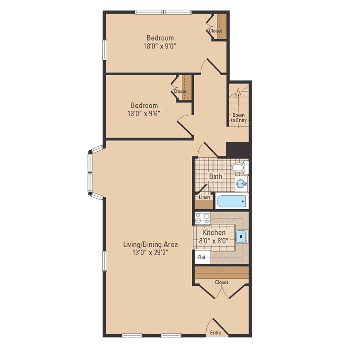 The Brantwood II Two Bedroom Floor Plan