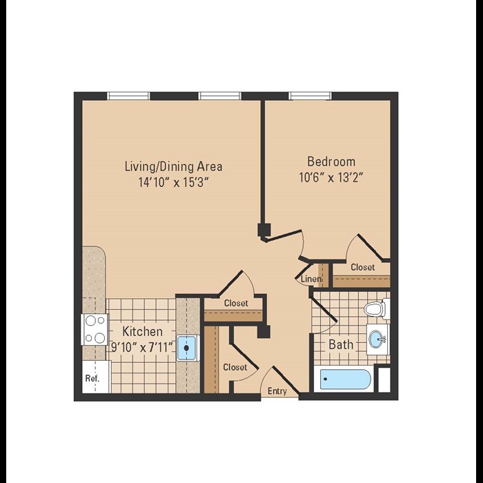 Liberty House One Bedroom Floorplan