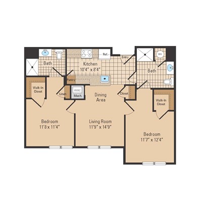 Mary Taylor House Two Bedroom Floor Plan
